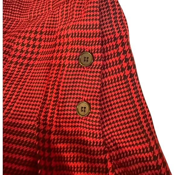 Y2K Miley Cyrus Max Azria Red Plaid Pleated Button Side Micro Mini Skirt Size 15 - Picture 4 of 9